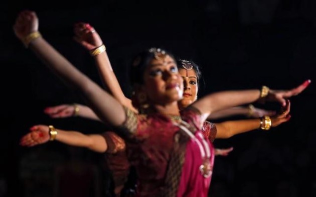 Dancers perform an Indian classical dance to celebrate International Dance Day, in New Delhi