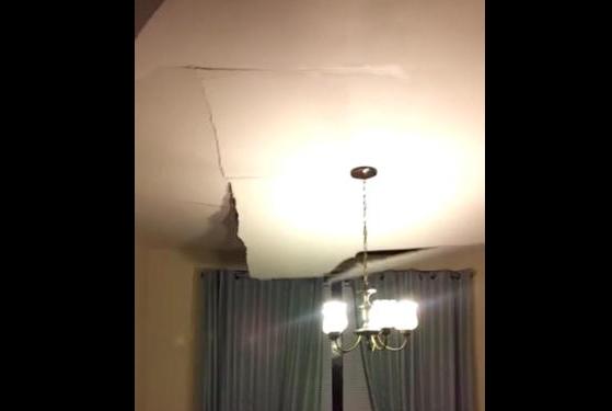 Pittsburgh-couple-catch-dining-room-ceiling-collapse-on-camera