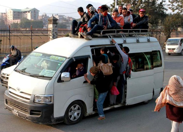 packed micro bus old bus park